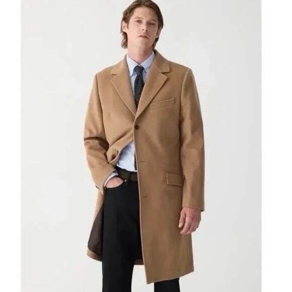 J.Crew Other - J. Crew Wool Cashmere Westbourne Topcoat Mens L Tan Brown Long Classic Luxury